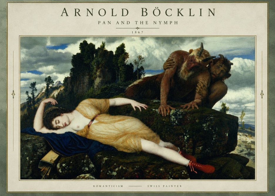 Arnold Böcklin Pan and the Nymph No3 - Poster