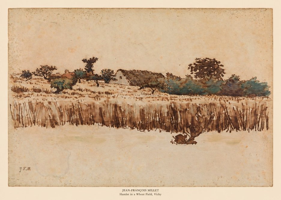 Jean-François Millet Hamlet in a Wheat Field, Vichy No5 - Poster