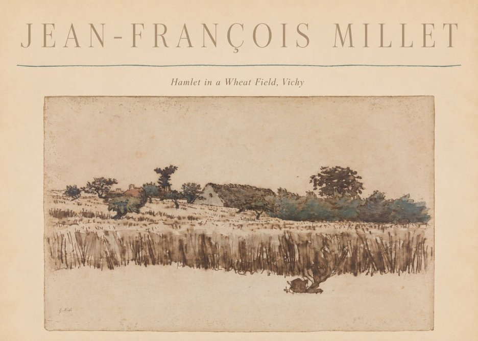 Jean-François Millet Hamlet in a Wheat Field, Vichy No6 - Poster