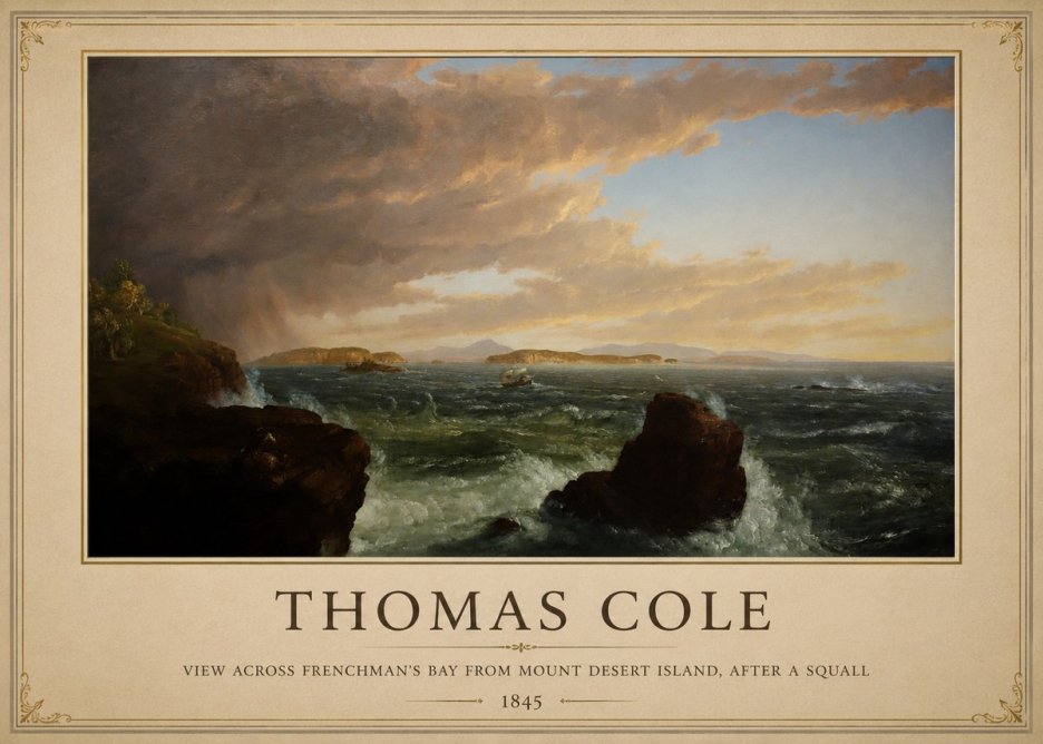 Thomas Cole View Across Frenchman's Bay from Mount Desert Island, After a Squall I No1 - Poster