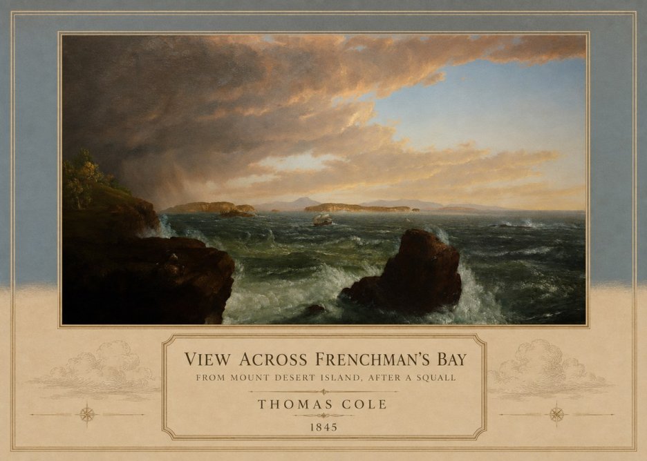 Thomas Cole View Across Frenchman's Bay from Mount Desert Island, After a Squall I No3 - Poster