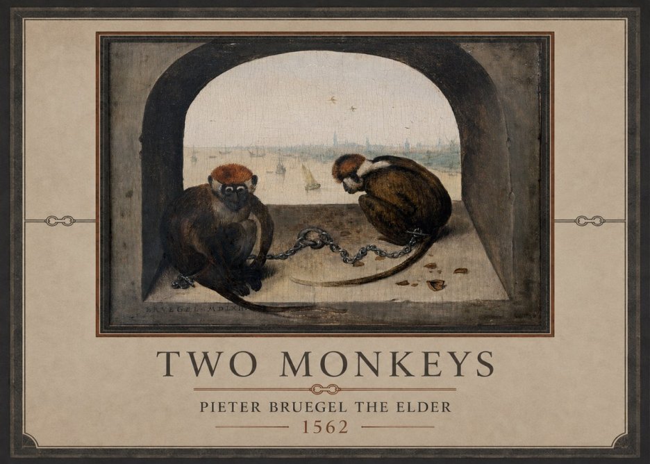 Pieter Bruegel Two Monkeys II No1 - Poster