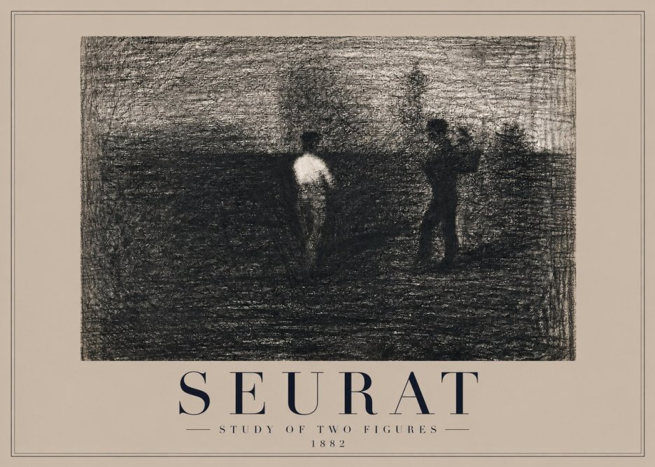 Seurat Study of Two Figures No2 - Poster
