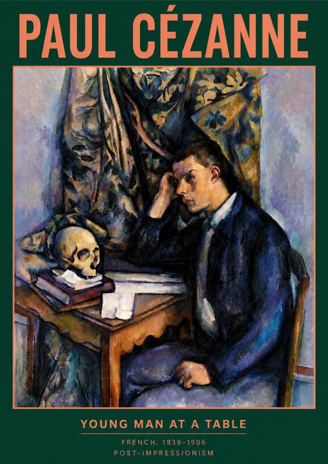 Paul Cézanne Young Man at a Table No4 - Poster