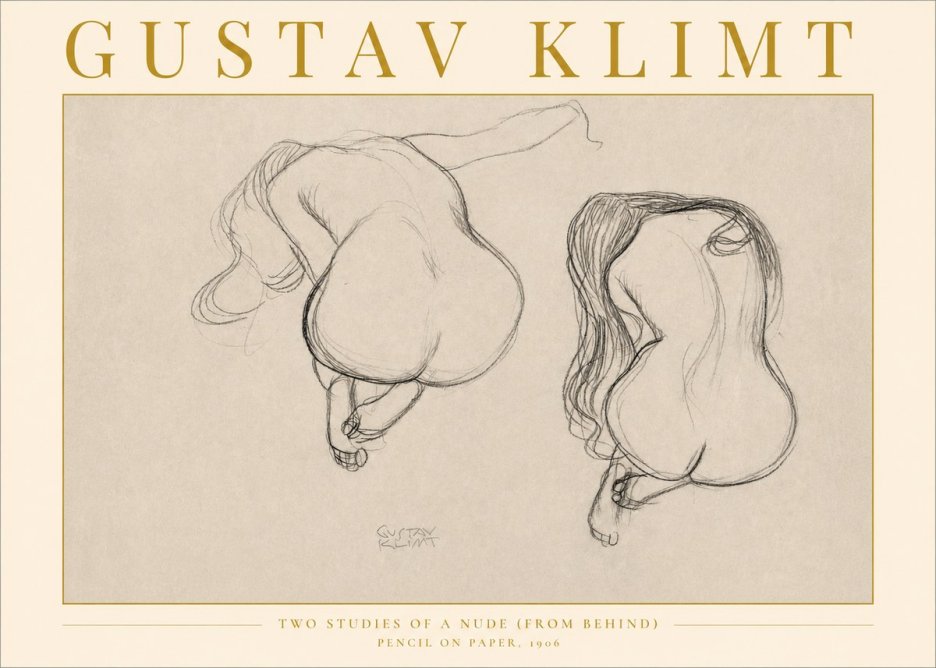 Klimt Two Studies of a Nude (from Behind) No2 - Poster