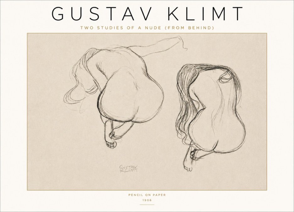 Klimt Two Studies of a Nude (from Behind) No4 - Poster