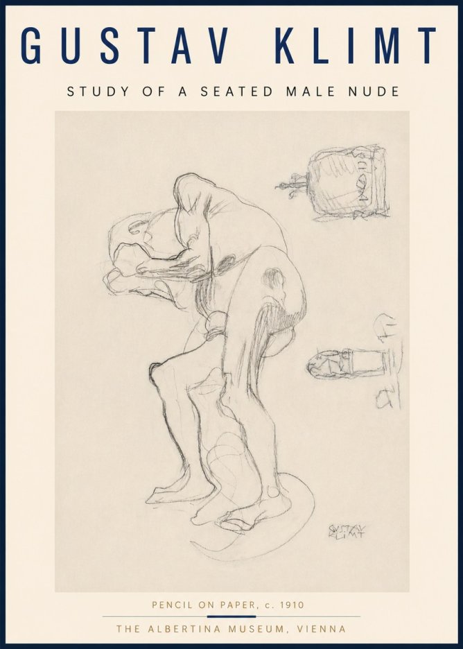 Klimt Study of a Seated Male Nude No4 - Poster