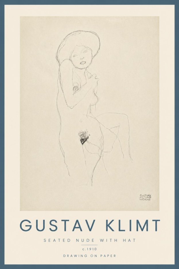 Klimt Seated Nude with Hat No5 - Poster