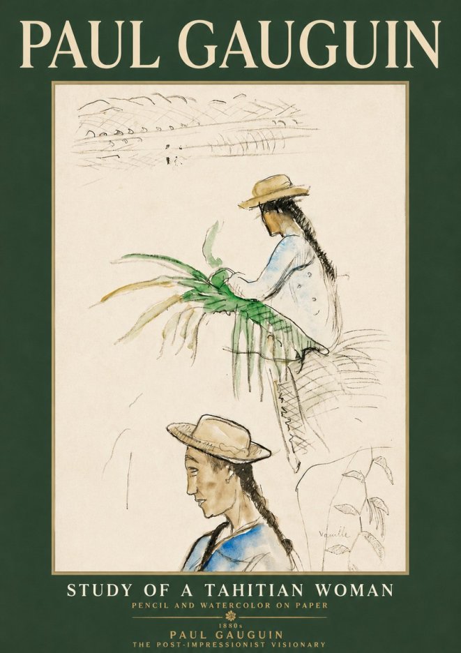 Paul Gauguin Study of a Tahitian Woman I No4 - Poster