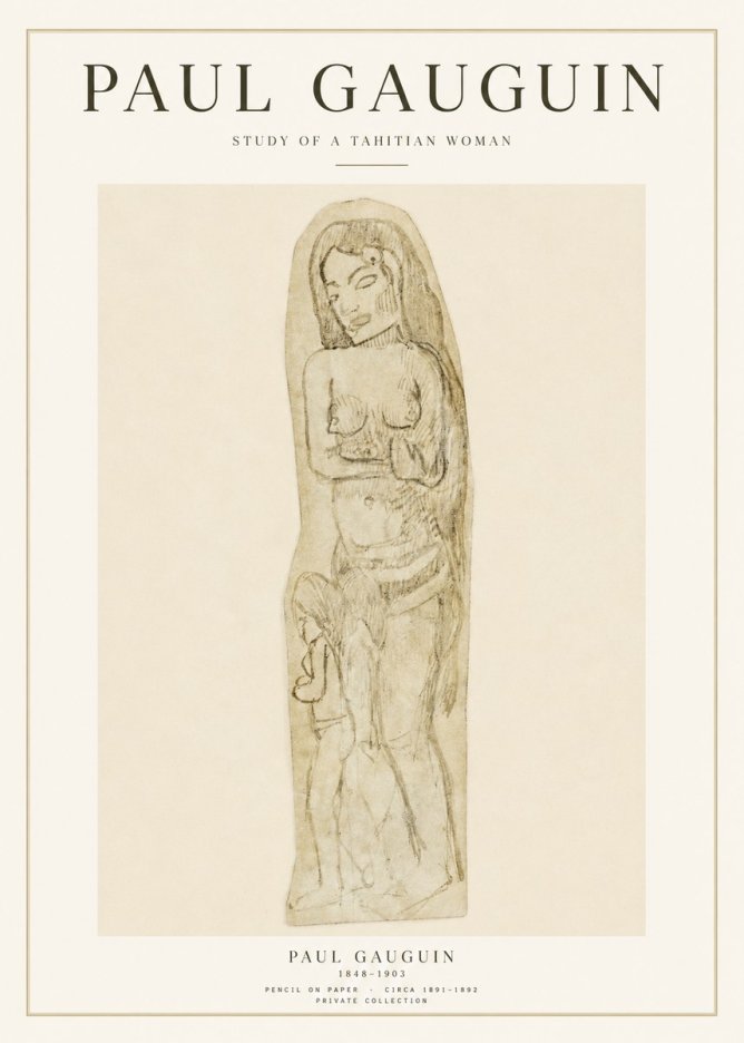 Paul Gauguin Study of a Tahitian Woman II No1 - Poster