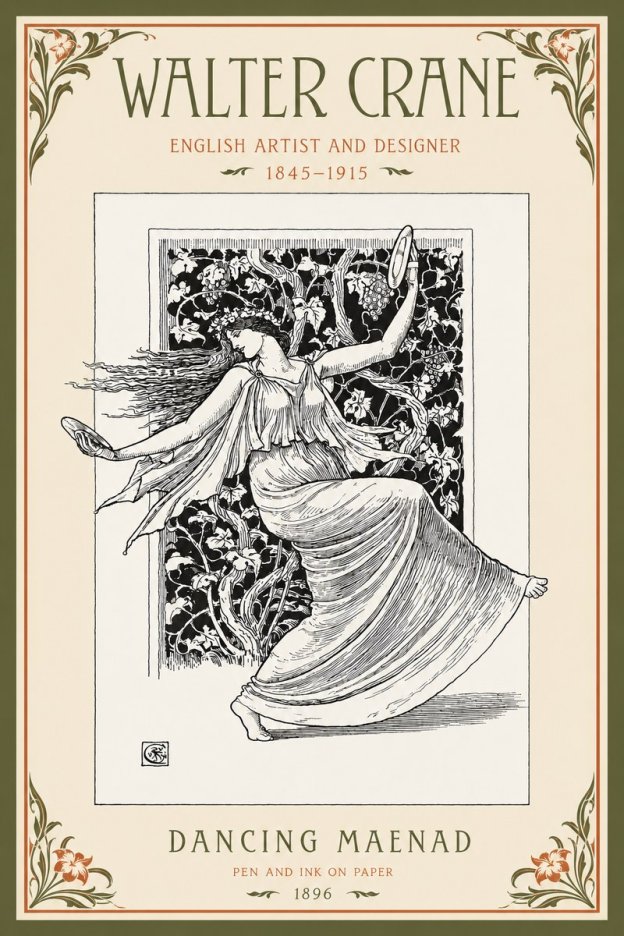 Walter Crane Dancing Maenad No2 - Poster