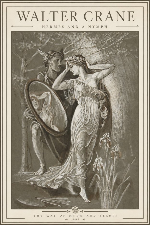 Walter Crane Hermes and a Nymph No3 - Poster