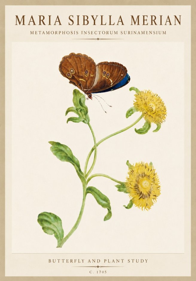 Maria Sibylla Merian Butterfly and Plant Study No6 - Poster