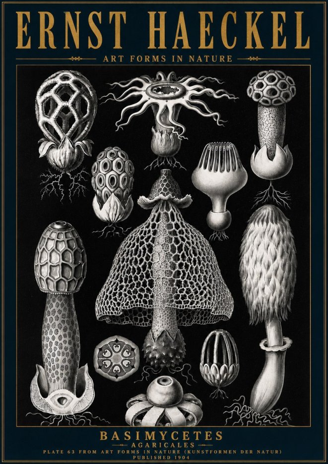Ernst Haeckel Basimycetes Agaricales No6 - Poster