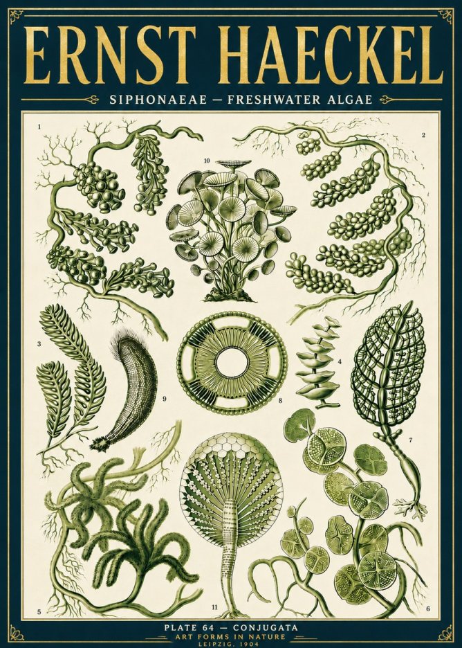 Ernst Haeckel Siphonaceae - Freshwater Algae No6 - Poster