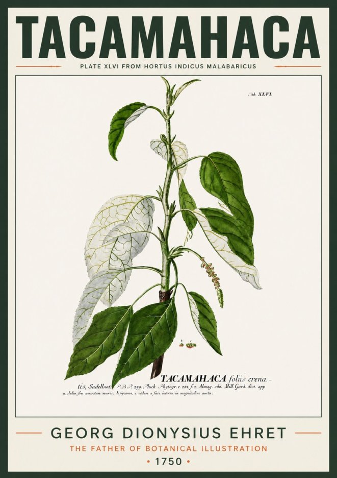 Georg Dionysius Ehret Tacamahaca (Saddlewood) No4 - Poster