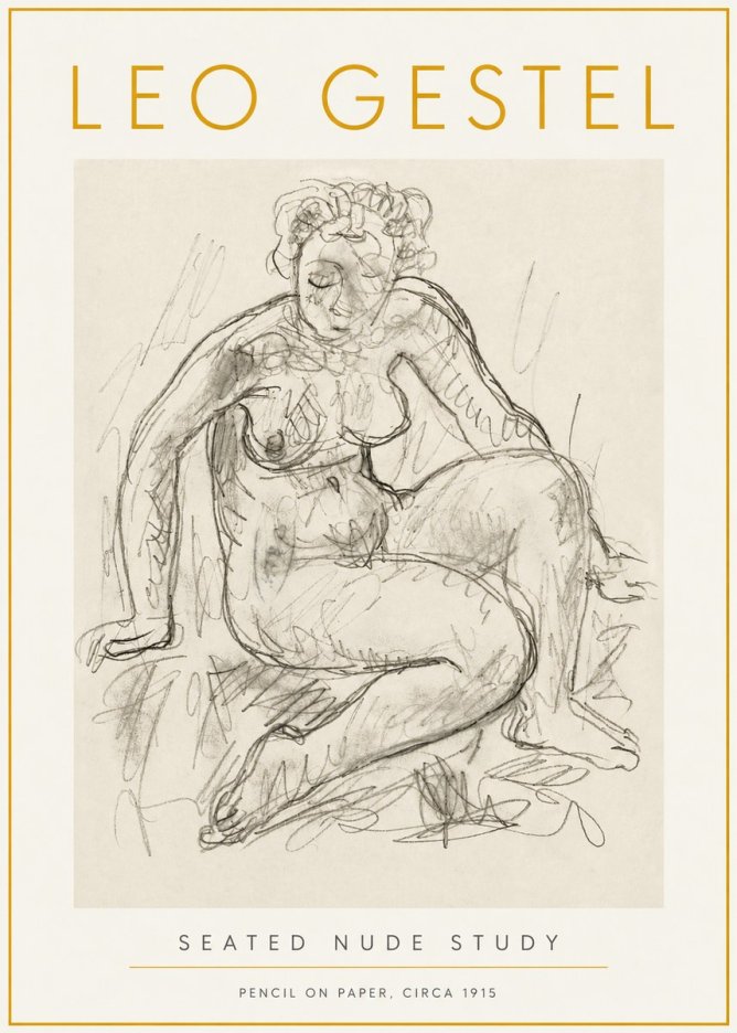 Leo Gestel Seated Nude Study No6 - Poster