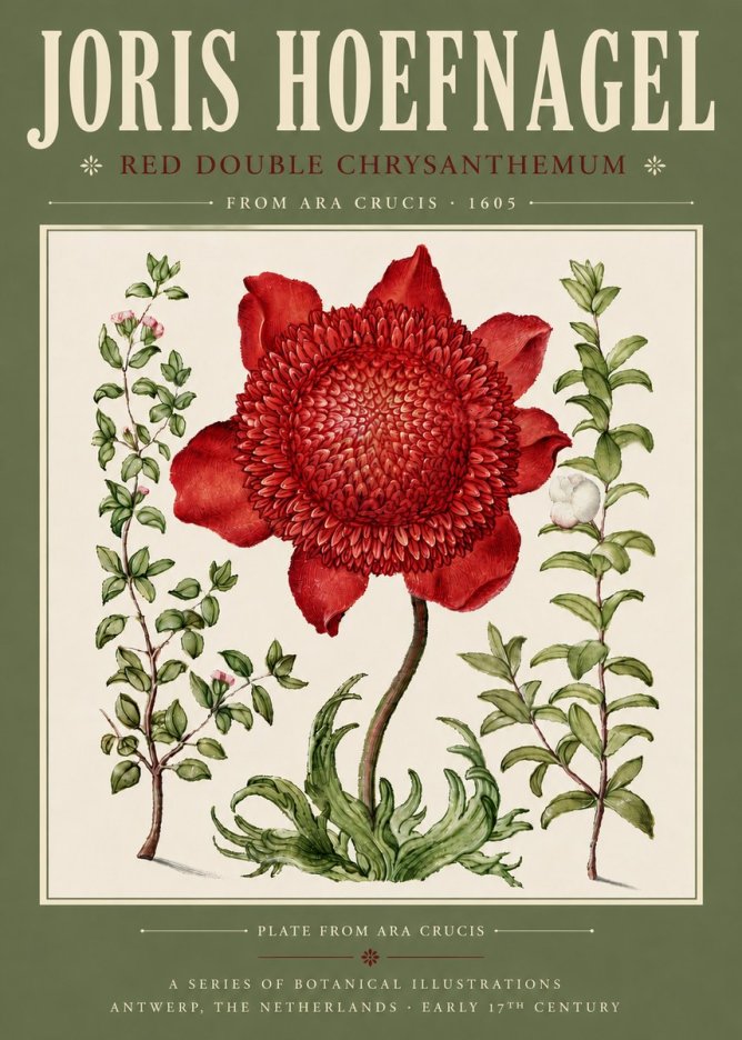 Joris Hoefnagel Red Double Chrysanthemum No4 - Poster