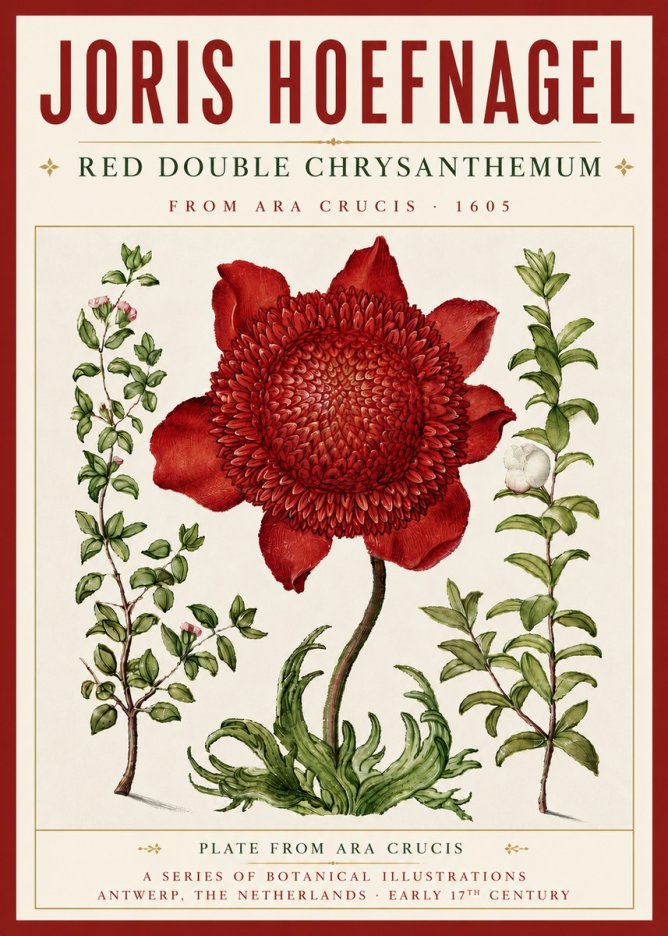 Joris Hoefnagel Red Double Chrysanthemum No5 - Poster