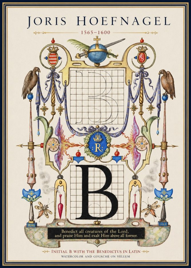Joris Hoefnagel Initial B with the Benedictus in Latin No1 - Poster