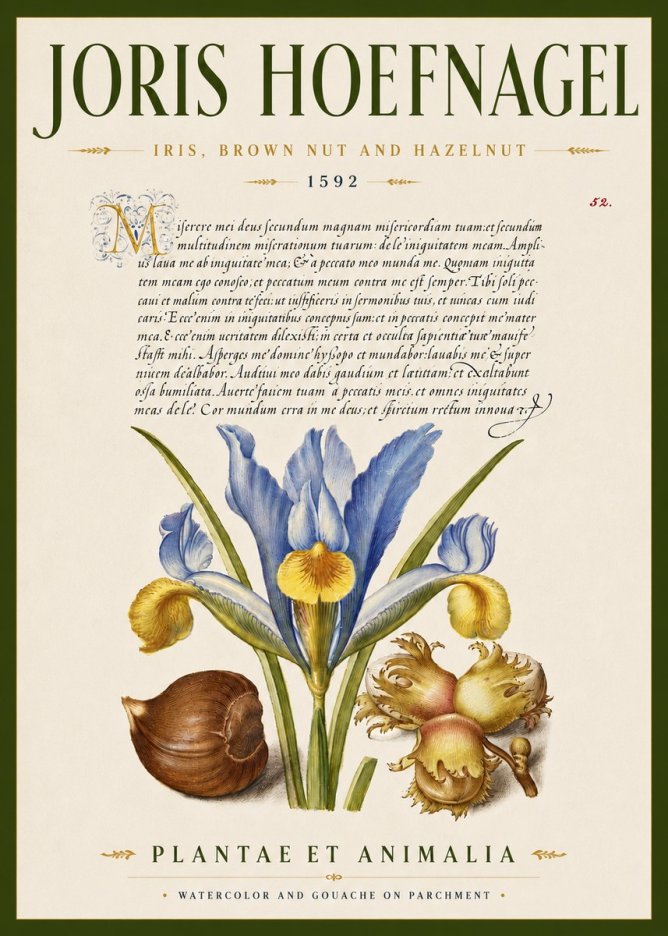 Joris Hoefnagel Iris, Brown Nut and Hazelnut No5 - Poster