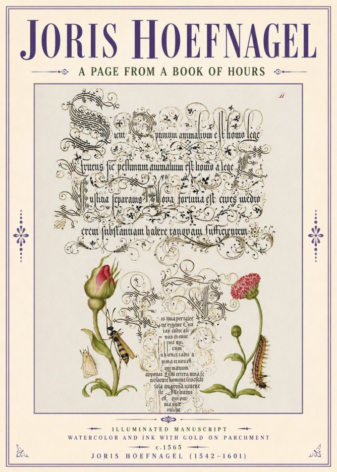 Joris Hoefnagel A Page from a Book of Hours No6 - Poster