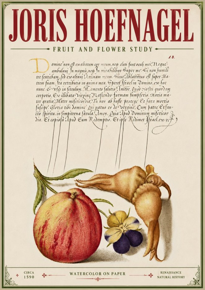 Joris Hoefnagel Fruit and Flower Study No6 - Poster