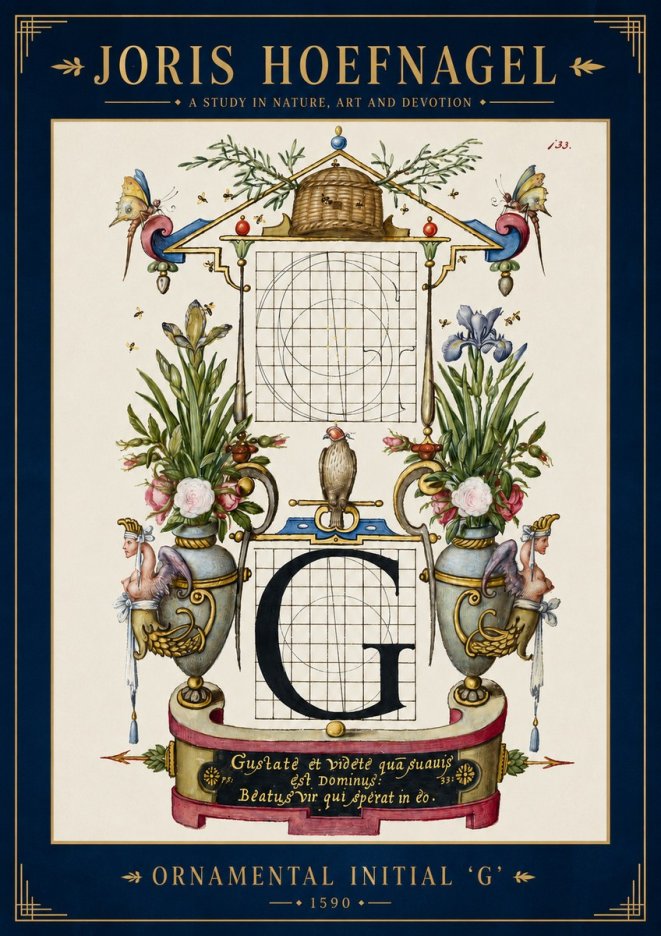 Joris Hoefnagel Ornamental Initial 'G' No3 - Poster