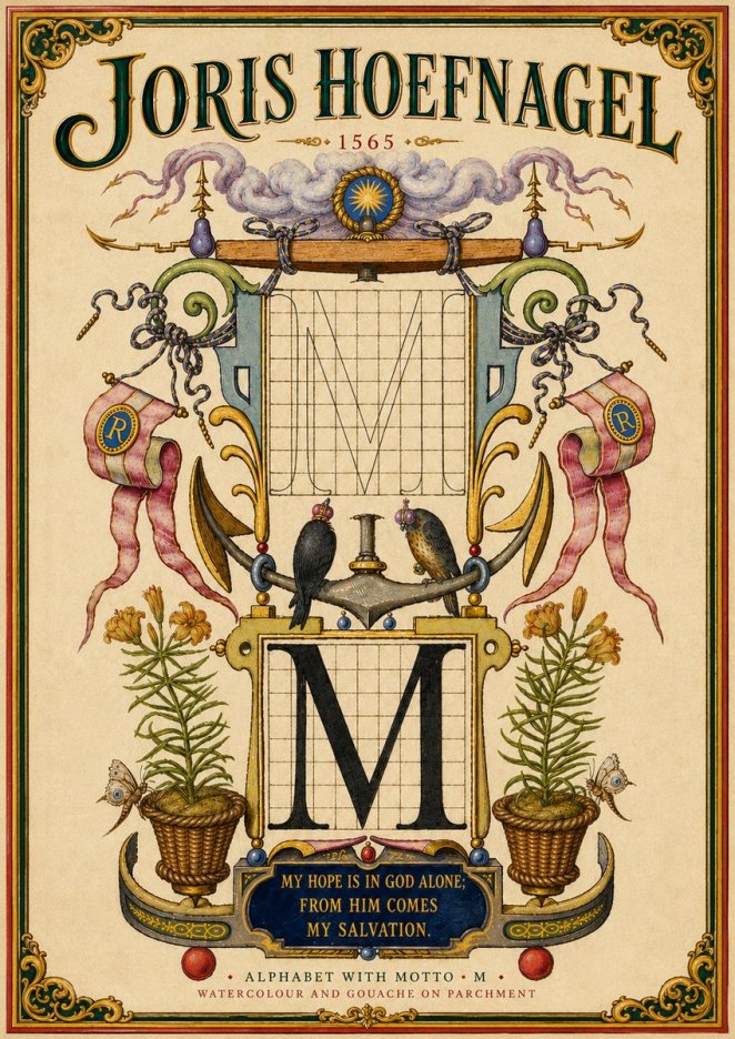 Joris Hoefnagel Alphabet with Motto • M • No6 - Poster