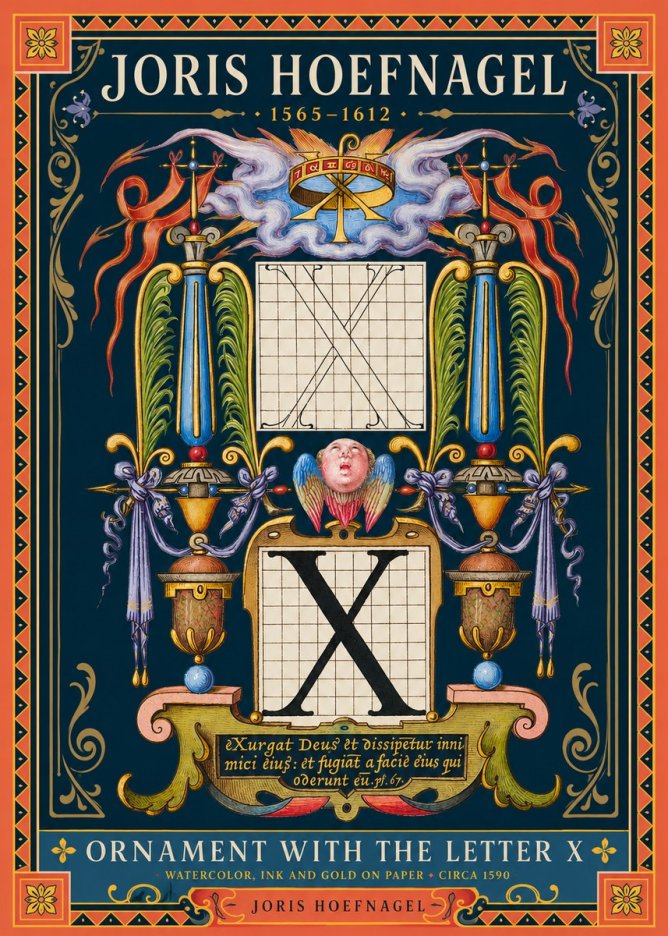 Joris Hoefnagel Ornament with the Letter X No2 - Poster