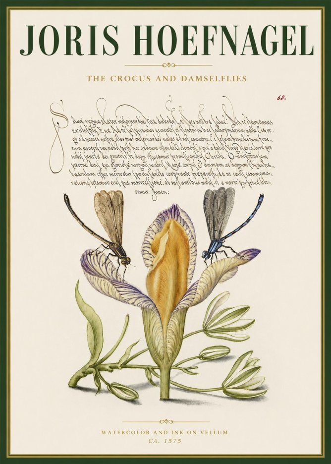 Joris Hoefnagel The Crocus and Damselflies No3 - Poster