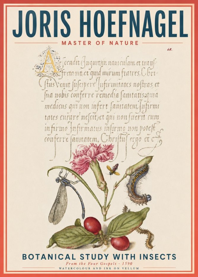 Joris Hoefnagel Botanical Study with Insects No4 - Poster