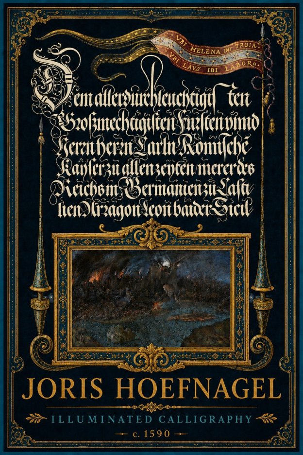 Joris Hoefnagel Illuminated Calligraphy No5 - Poster
