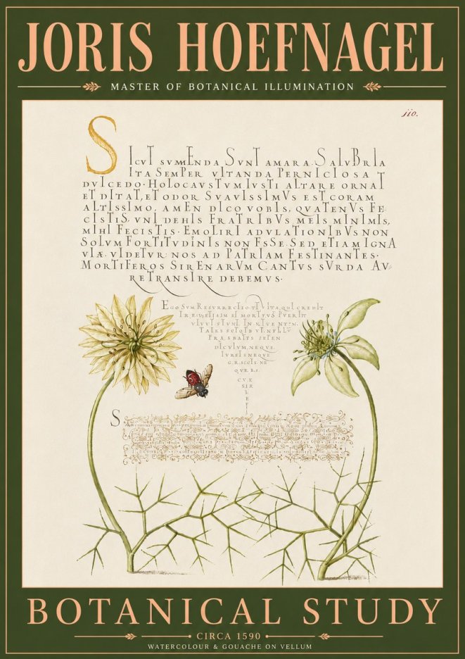 Joris Hoefnagel Botanical Study with Insect No6 - Poster