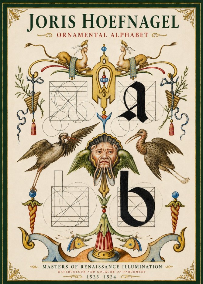 Joris Hoefnagel Ornamental Alphabet No5 - Poster