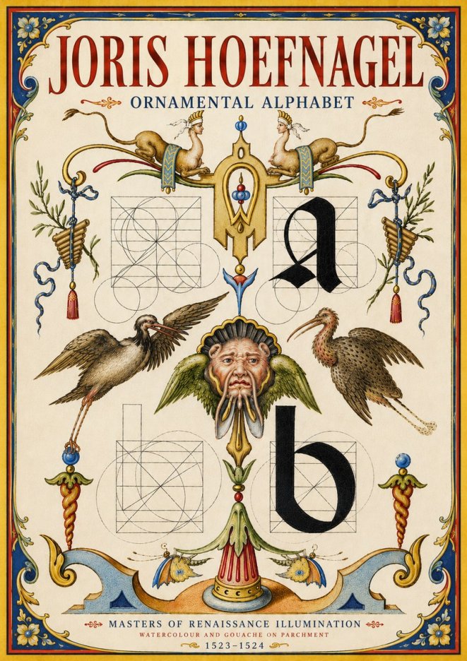 Joris Hoefnagel Ornamental Alphabet No6 - Poster