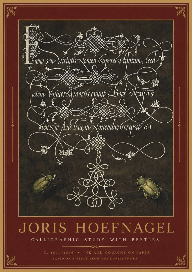 Joris Hoefnagel Calligraphic Study with Beetles No2 - Poster