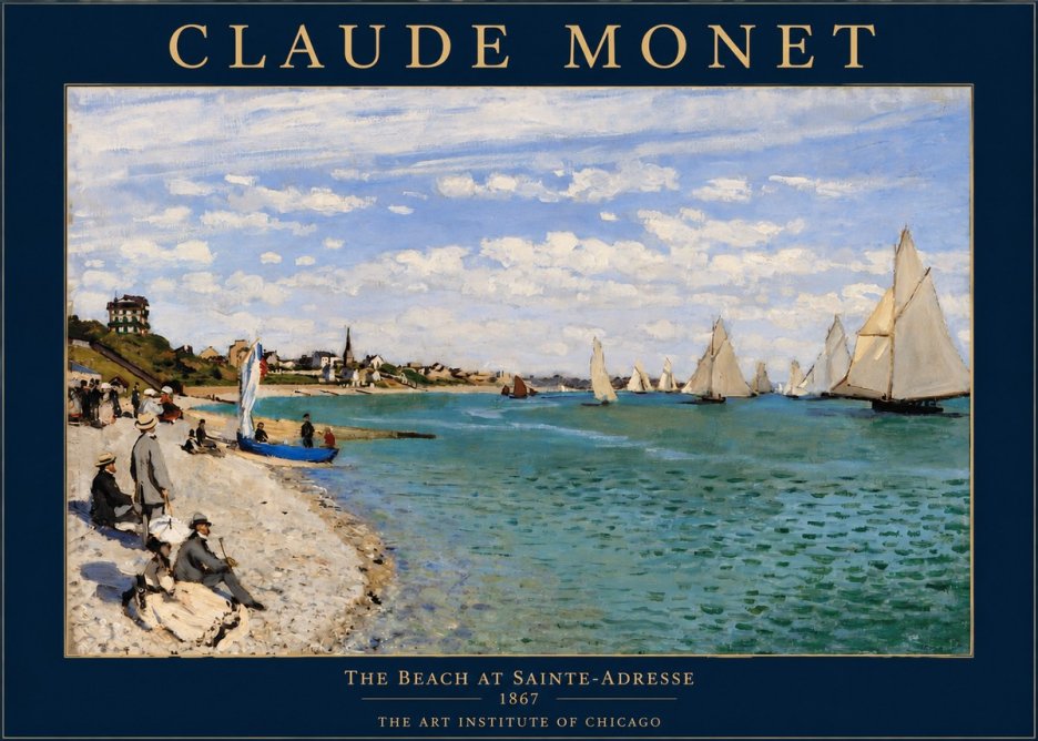 Monet The Beach at Sainte-adresse IV No2 - Poster