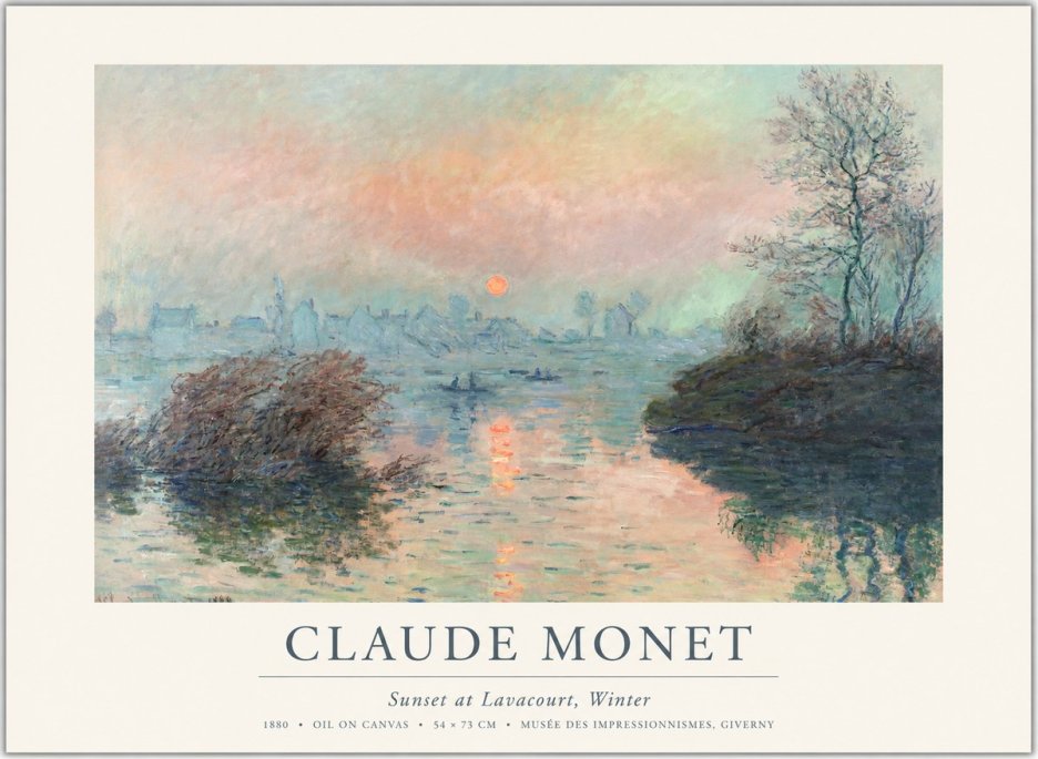 Monet Sunset at Lavacourt, Winter No1 - Poster