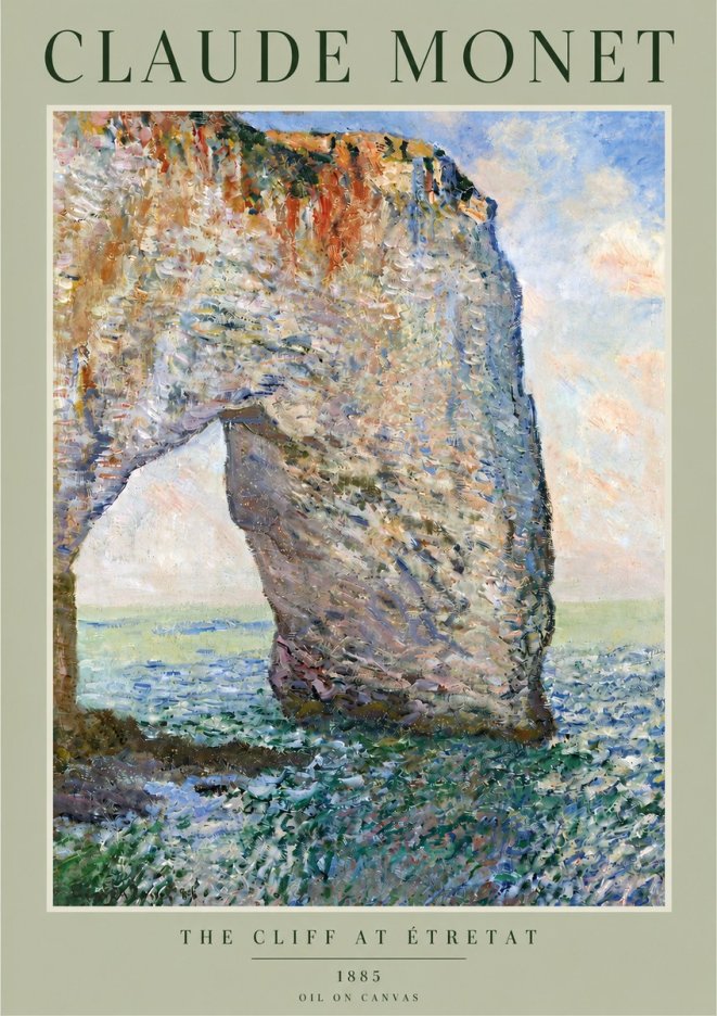 Monet The Cliff at Étretat No3 - Poster