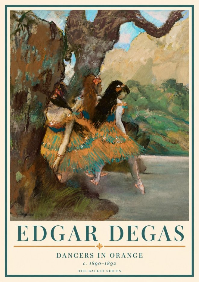 Edgar Degas Dancers in Orange No3 - Poster