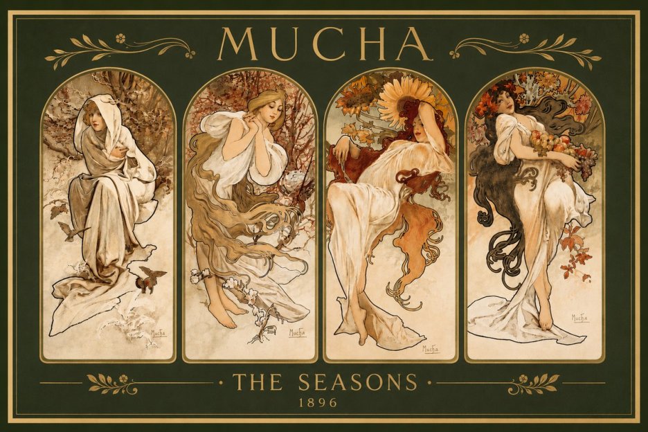 Mucha The Seasons No4 - Poster