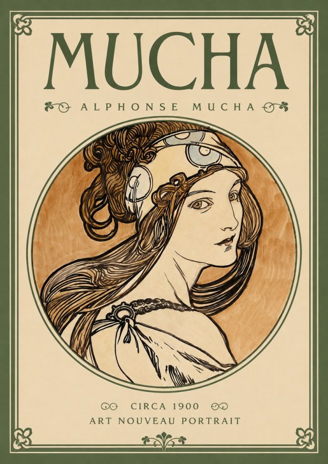 Mucha Art Nouveau Portrait I No2 - Poster