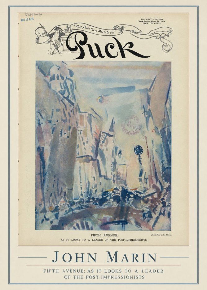 John Marin Fifth Avenue – as It Looks to a Leader of the Post-impressionists No2 - Poster