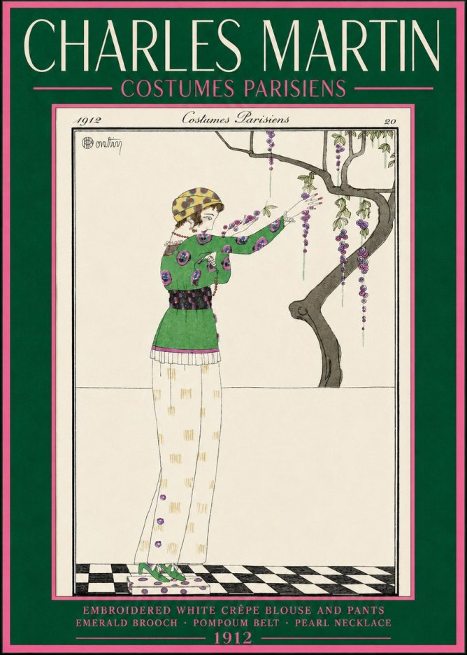 Charles Martin Embroidered White Crêpe Blouse and Pants No2 - Poster