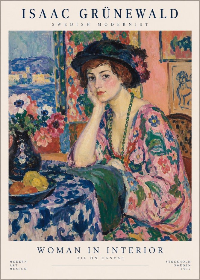 Isaac Grünewald Woman in Interior No1 - Poster