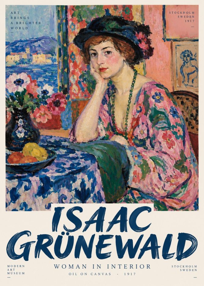 Isaac Grünewald Woman in Interior No3 - Poster