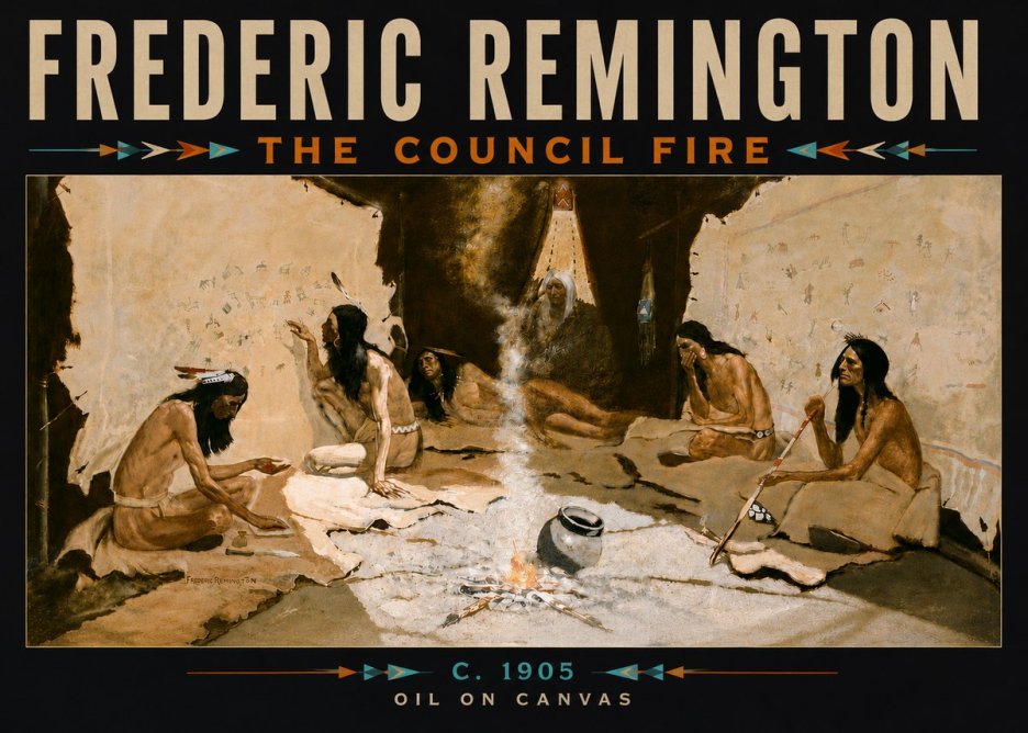 Frederic Remington The Council Fire I No6 - Poster