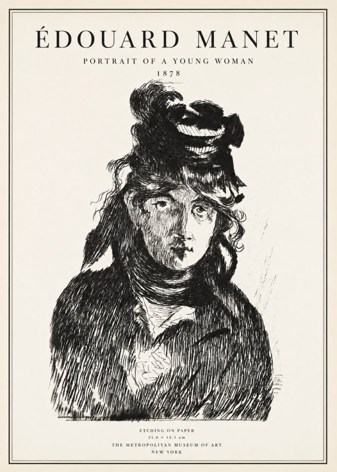 Édouard Manet Portrait of a Young Woman I No1 - Poster