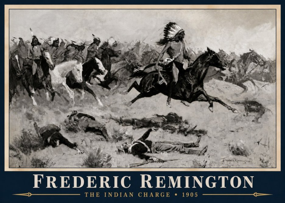 Frederic Remington The Indian Charge No3 - Poster